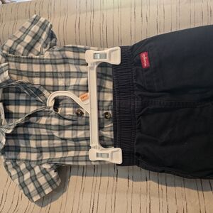 Plaid Shirt and Black Shorts Set